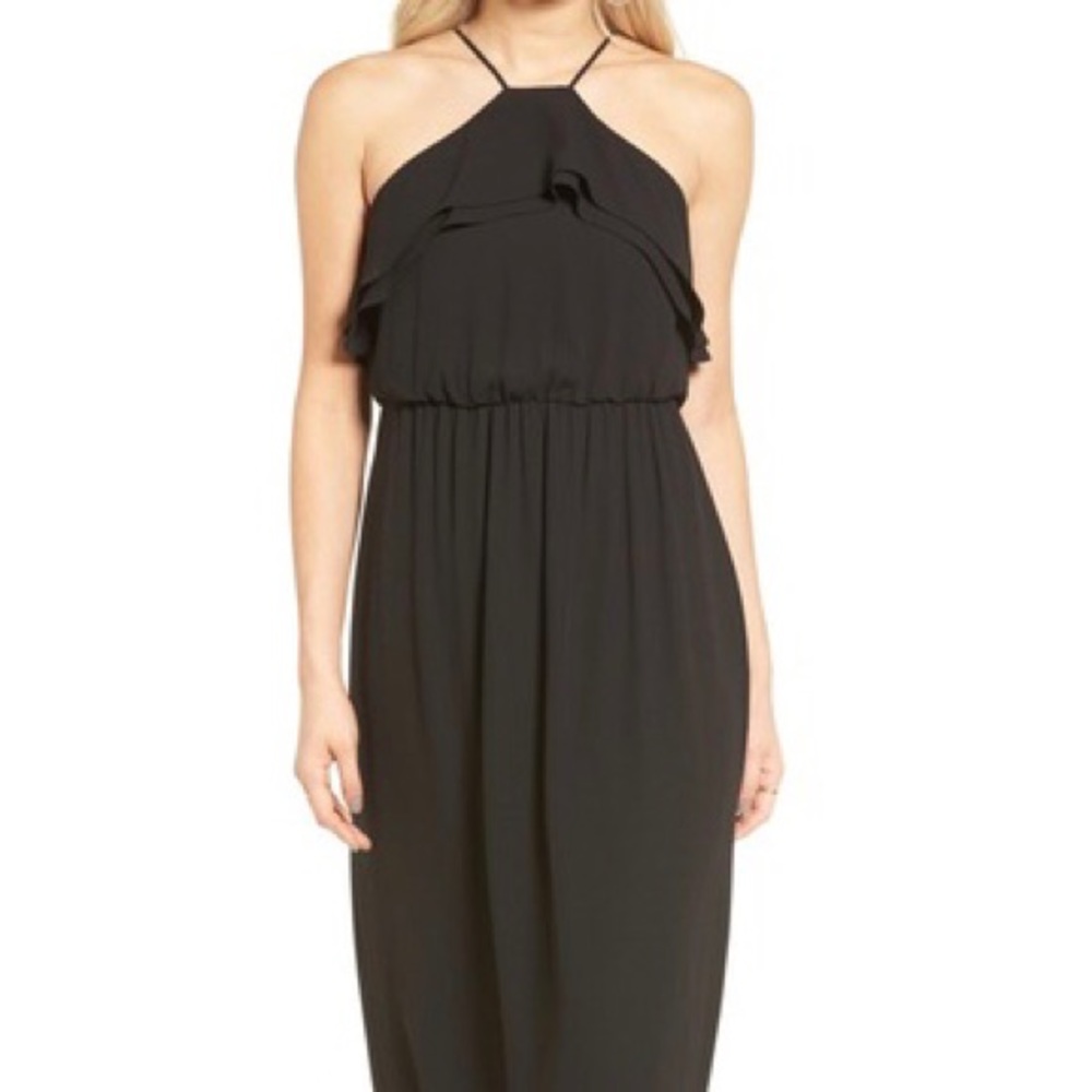 High Neck Ruffle Maxi Nipped Waist - Picture 3 of 3